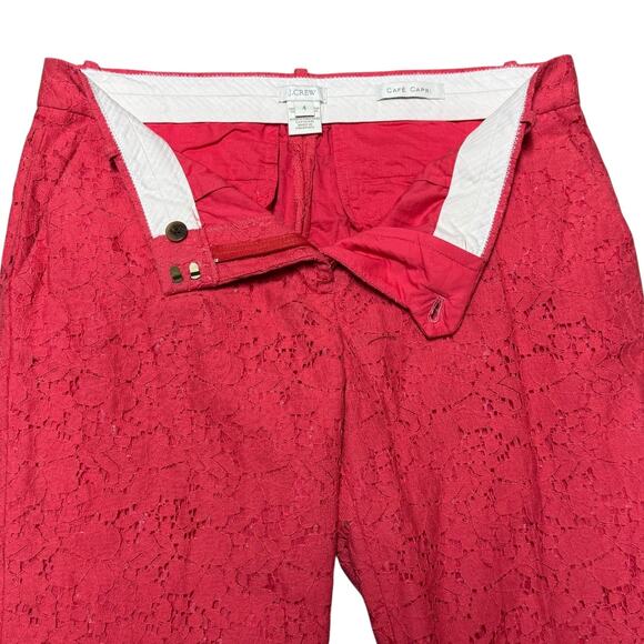 J.Crew Cafe Capri Pink Floral Lace 4 - Picture 3 of 5
